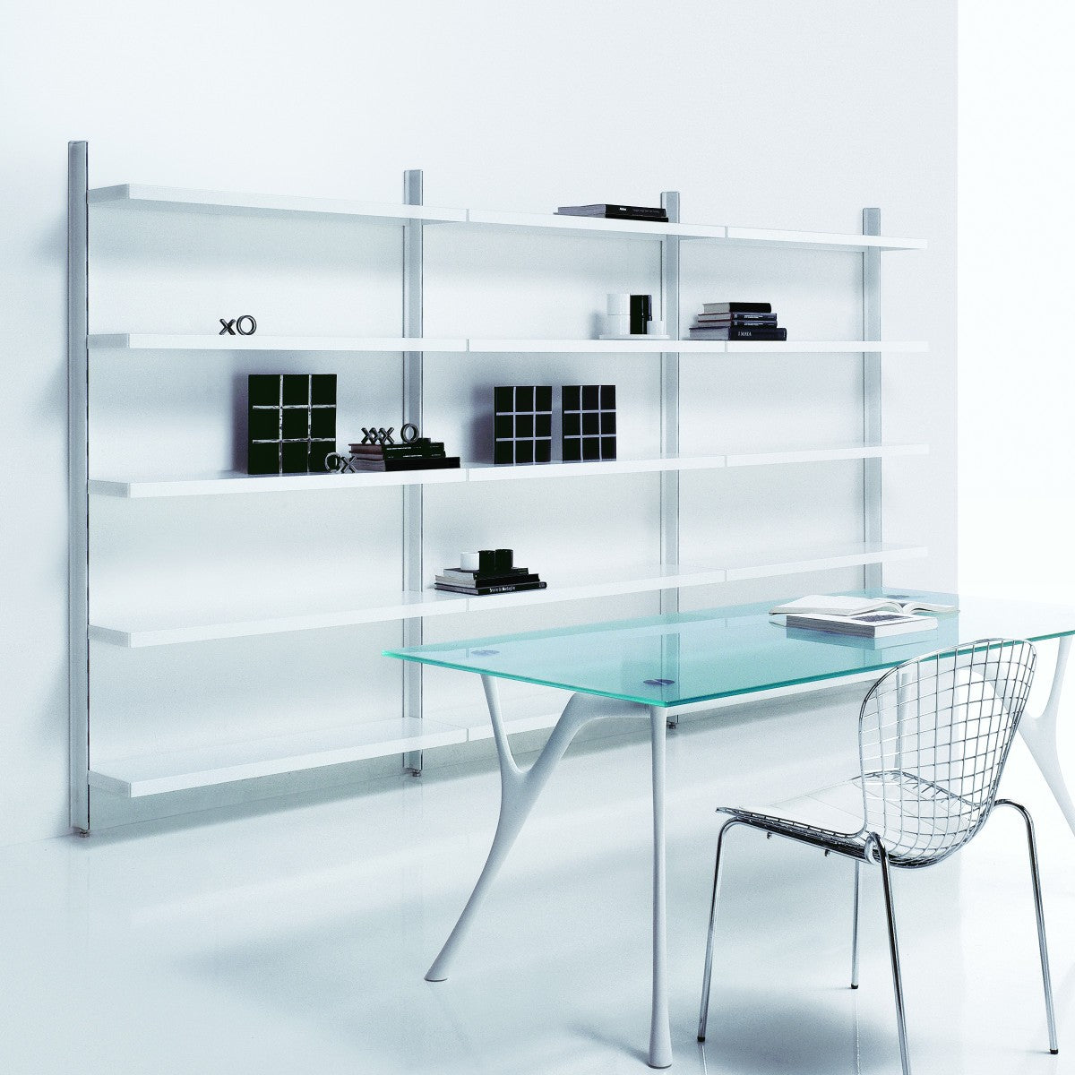 Scaffalatura libreria a muro in acciaio Astryd 7