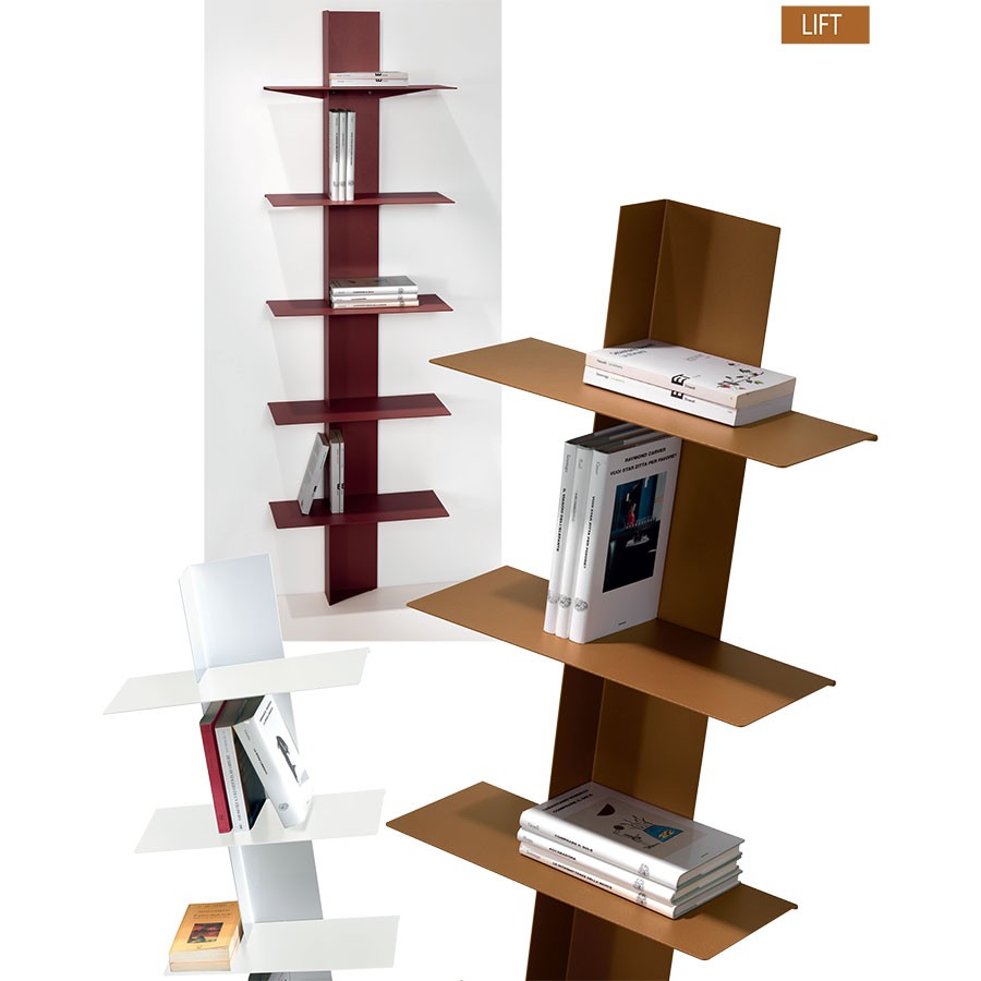 Libreria da parete Vertikal in acciaio a colonna 45 x 160 cm