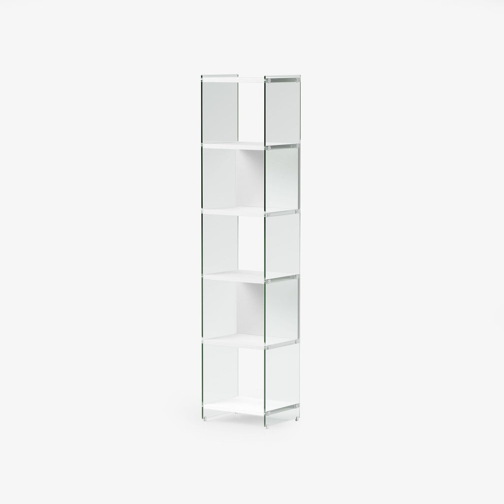 Libreria a colonna in legno e vetro Tibor 202 cm
