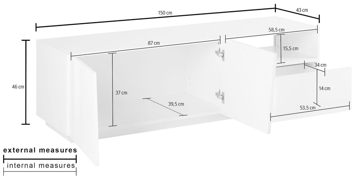 Madia porta TV Annabel 2A/1C/1V White