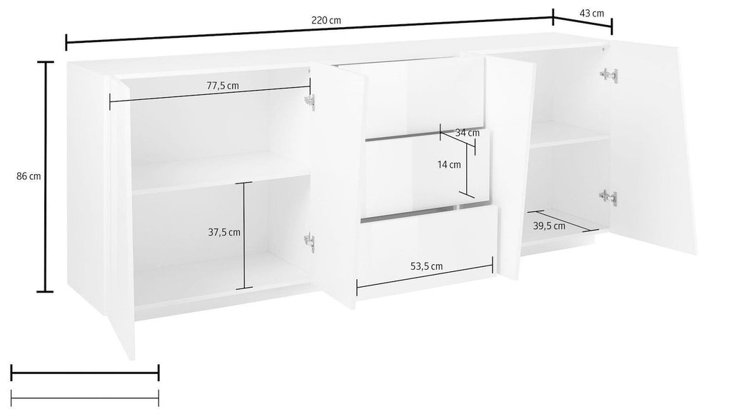 Credenza moderna Annabel 4A/3C Slate