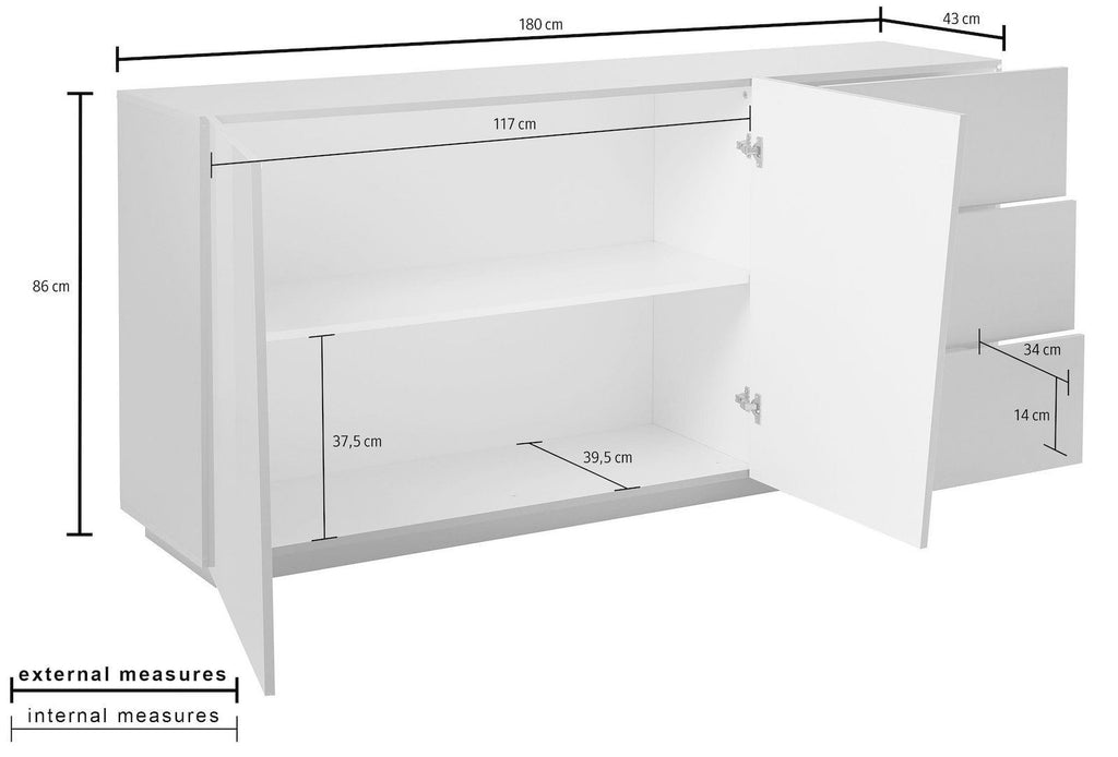 Credenza moderna Annabel 2A/3C Slate