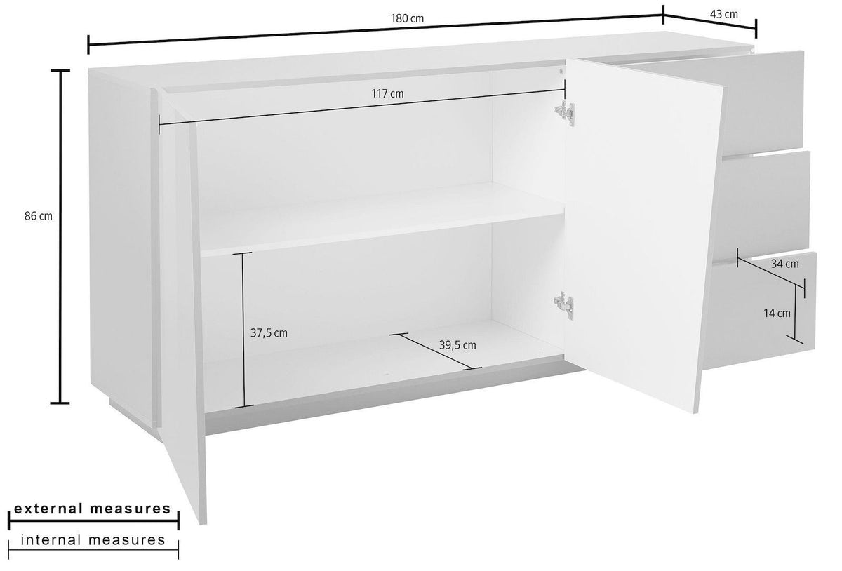 Credenza moderna Annabel 2A/3C Slate