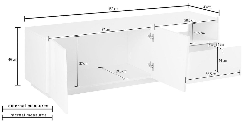 Madia porta TV Annabel 2A/1C/1V Slate