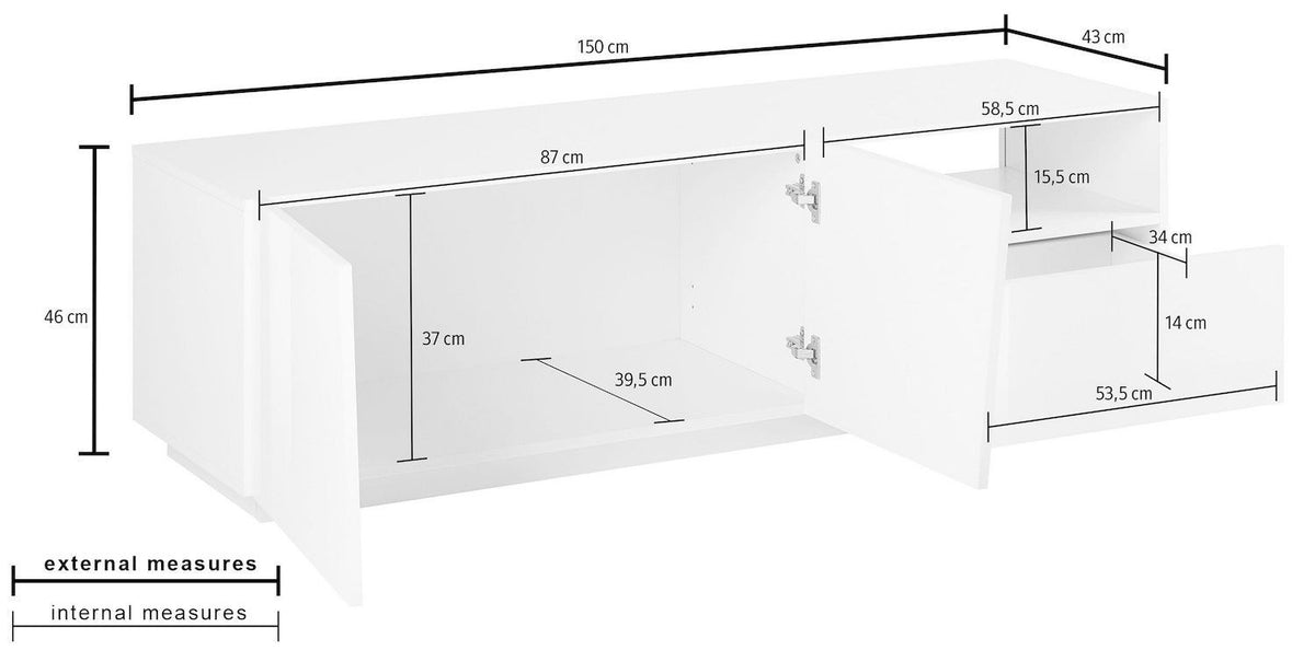 Madia porta TV Annabel 2A/1C/1V Slate