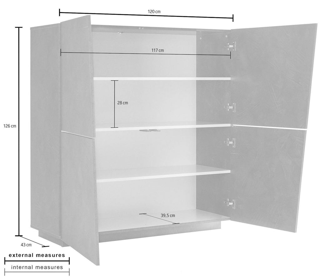 Credenza moderna Annabel 4A Slate