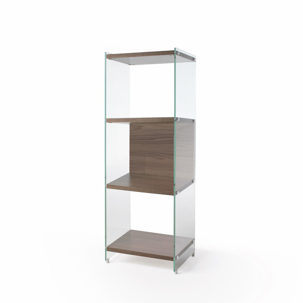 Libreria da terra in laminato e vetro Tibor 126 cm