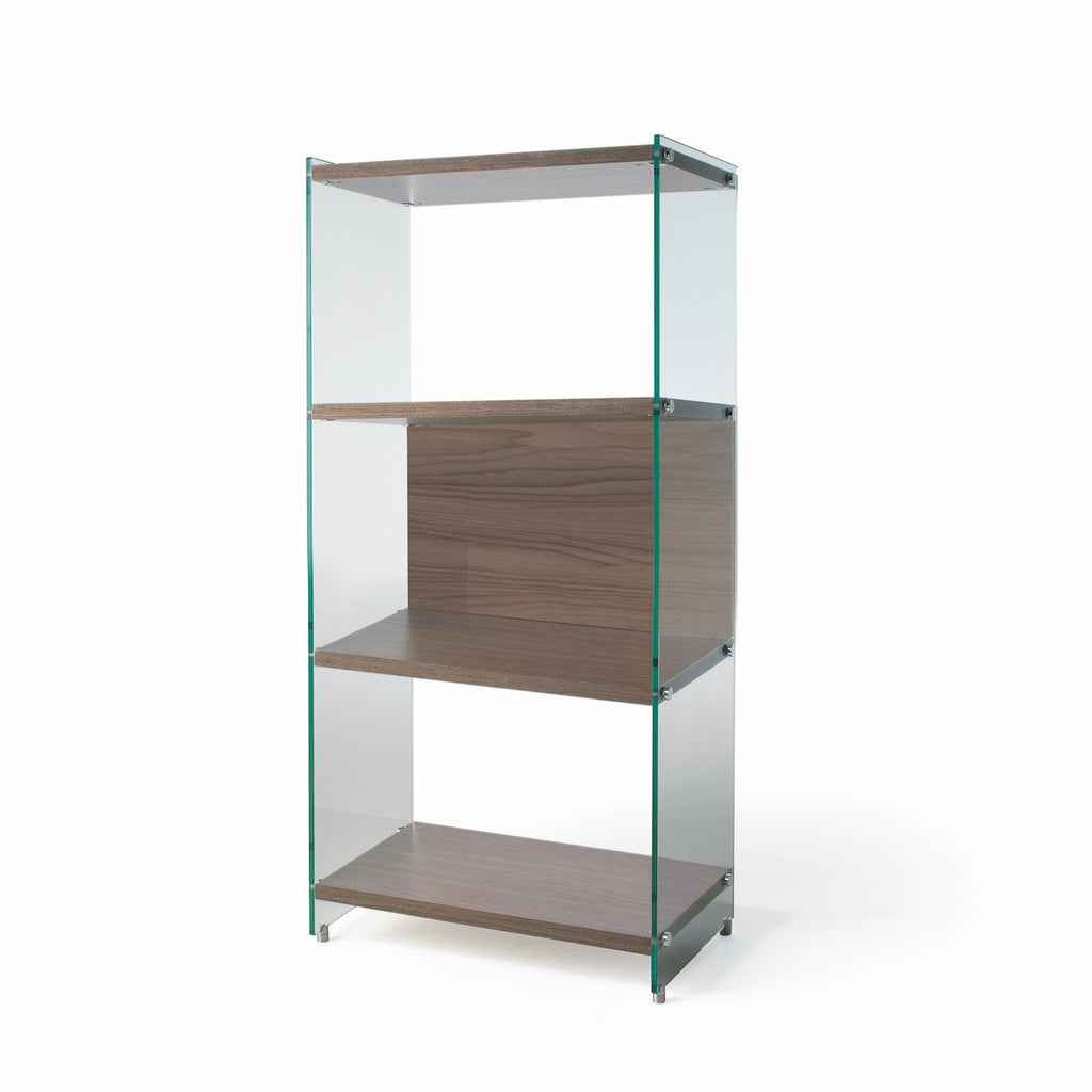 Libreria da terra in laminato e vetro Tibor 126 cm