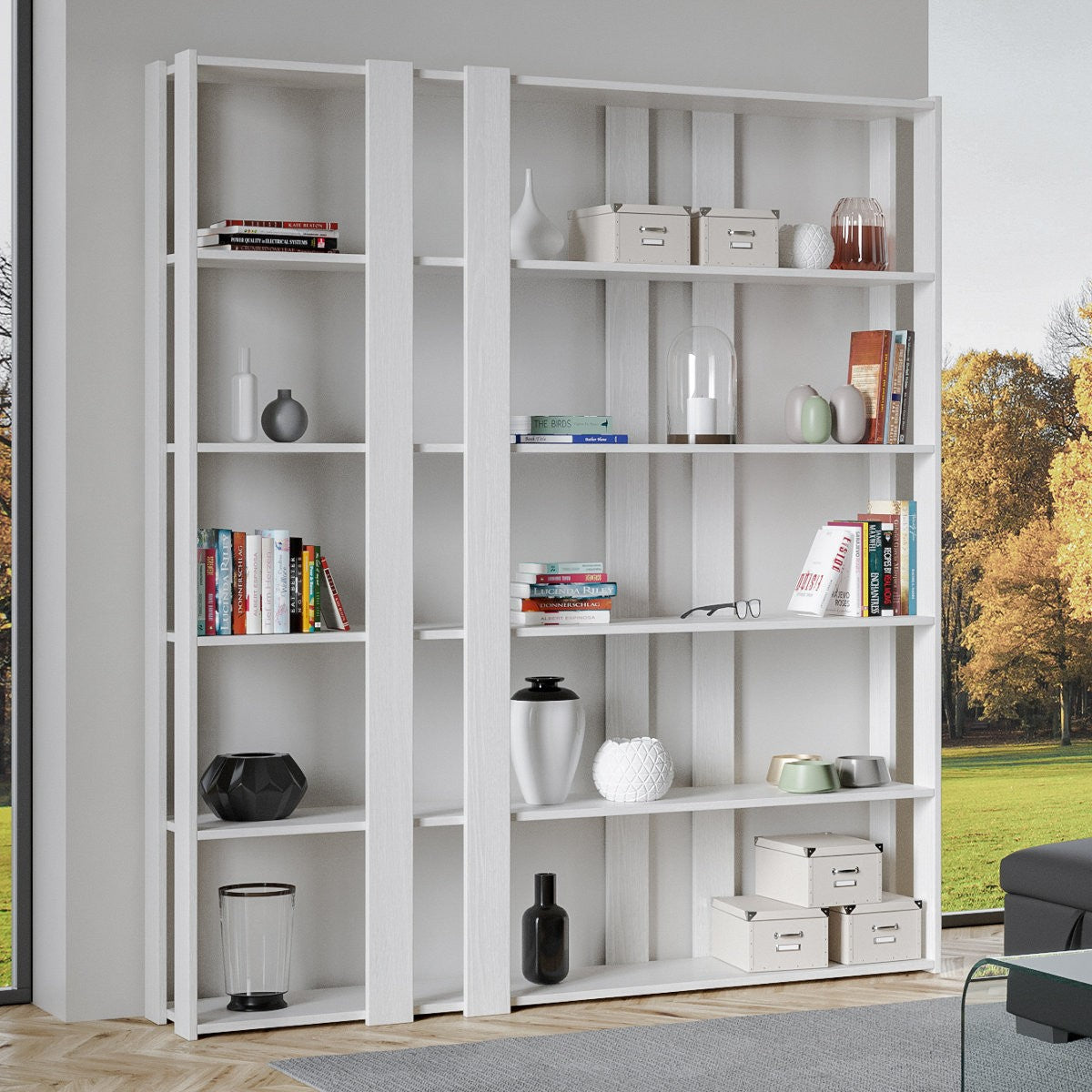 Libreria autoportante a muro in legno Inedditah E