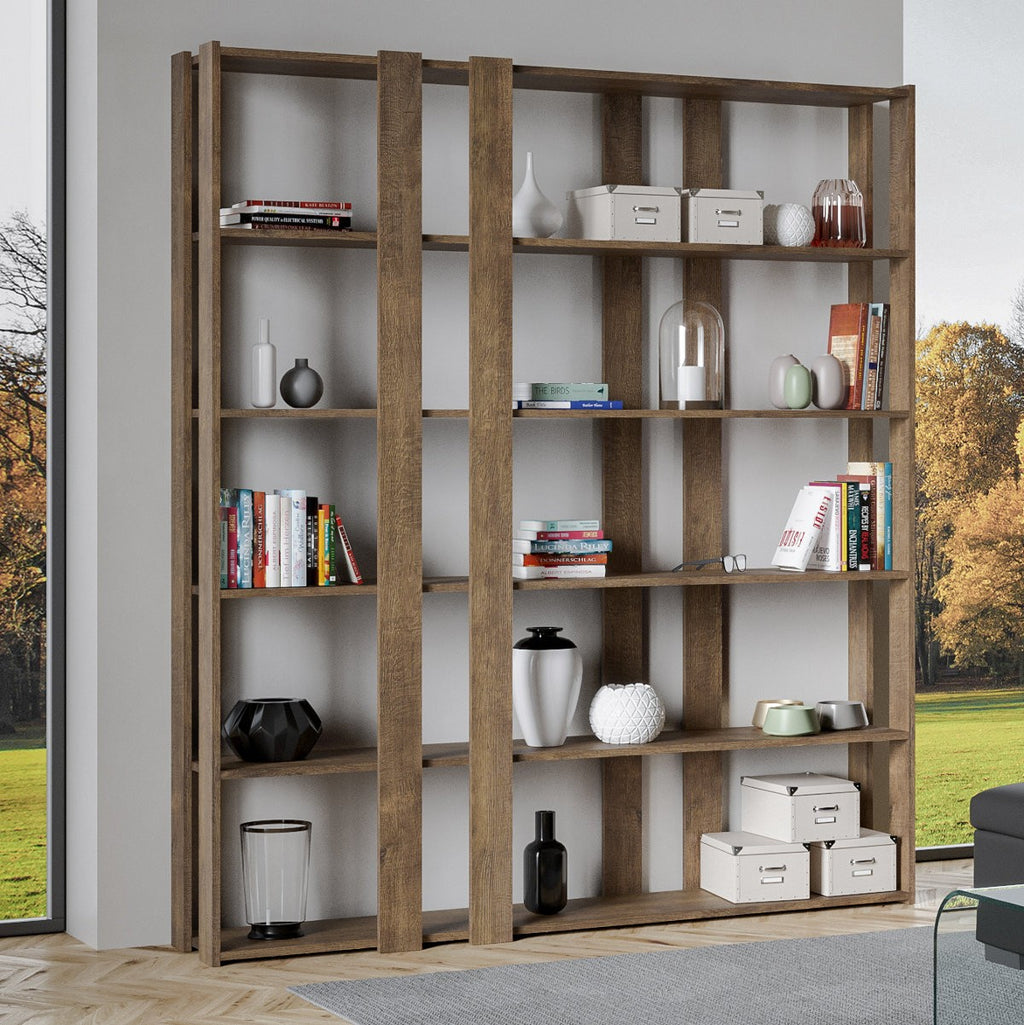 Libreria autoportante a muro in legno Inedditah E