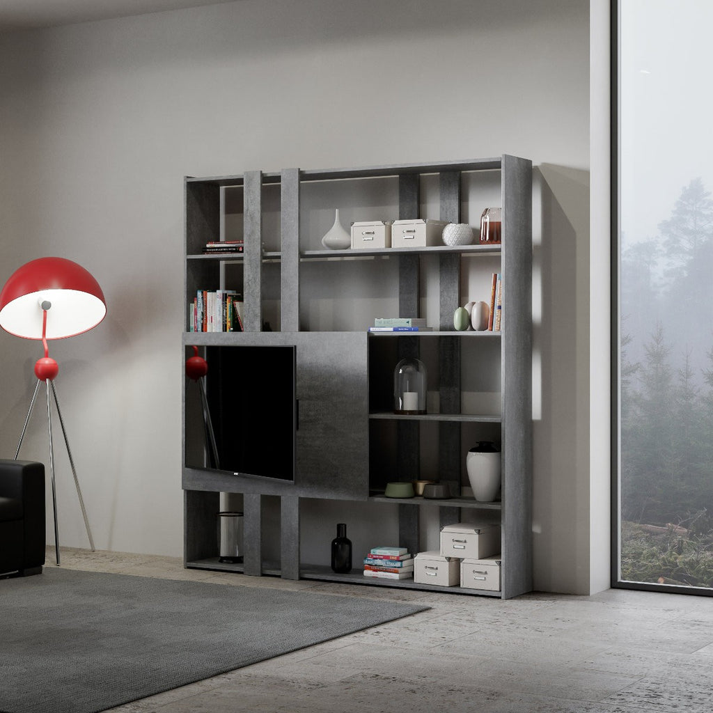 Libreria soggiorno con porta TV Inedditah H