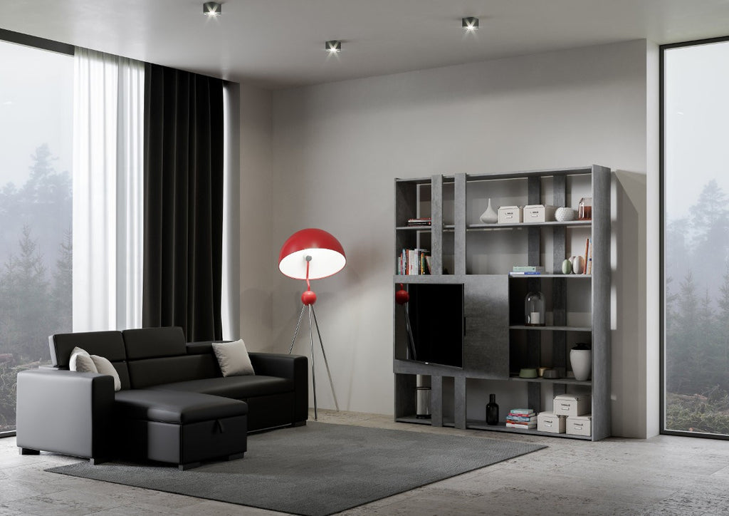 Libreria soggiorno con porta TV Inedditah H
