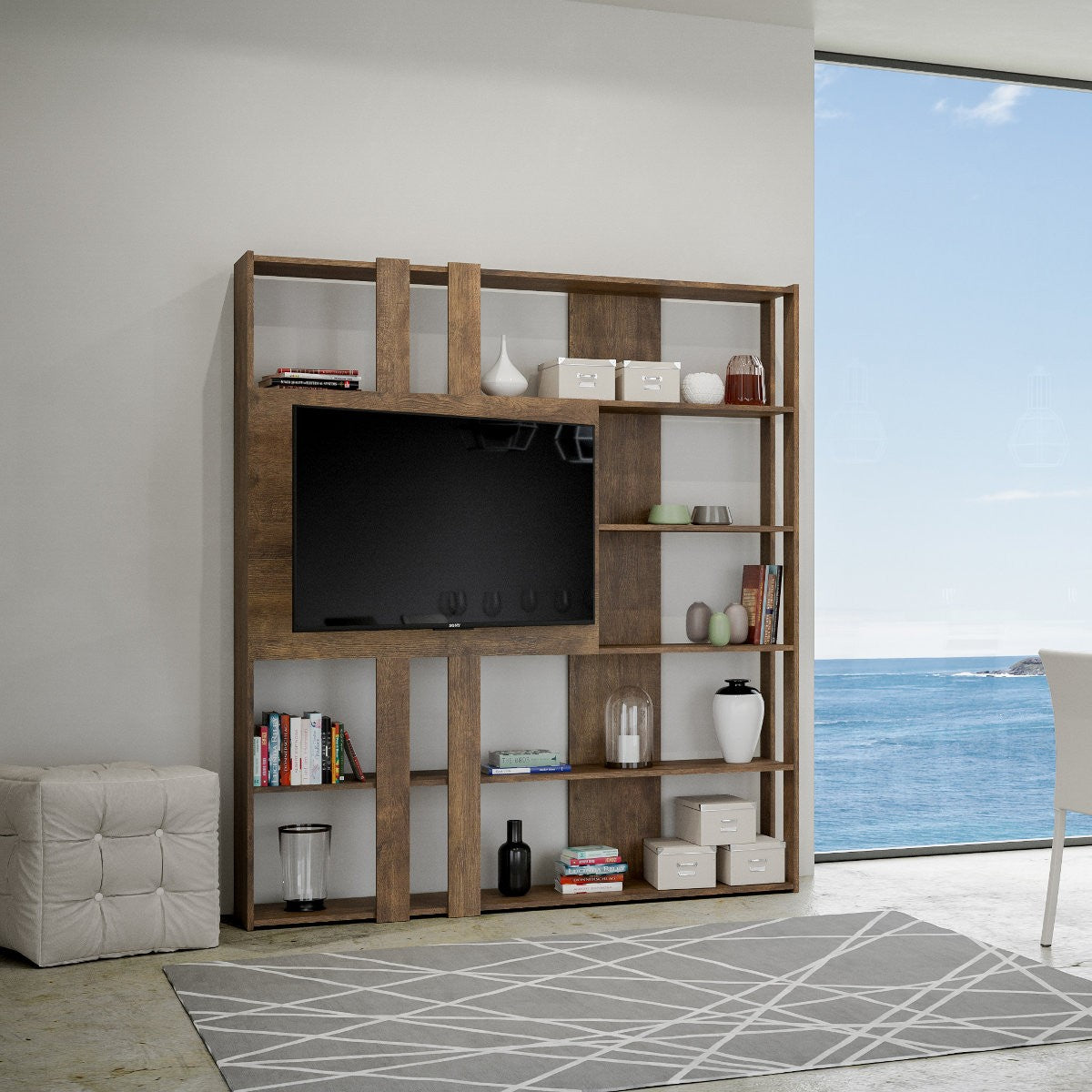 Libreria porta TV in legno Inedditah L