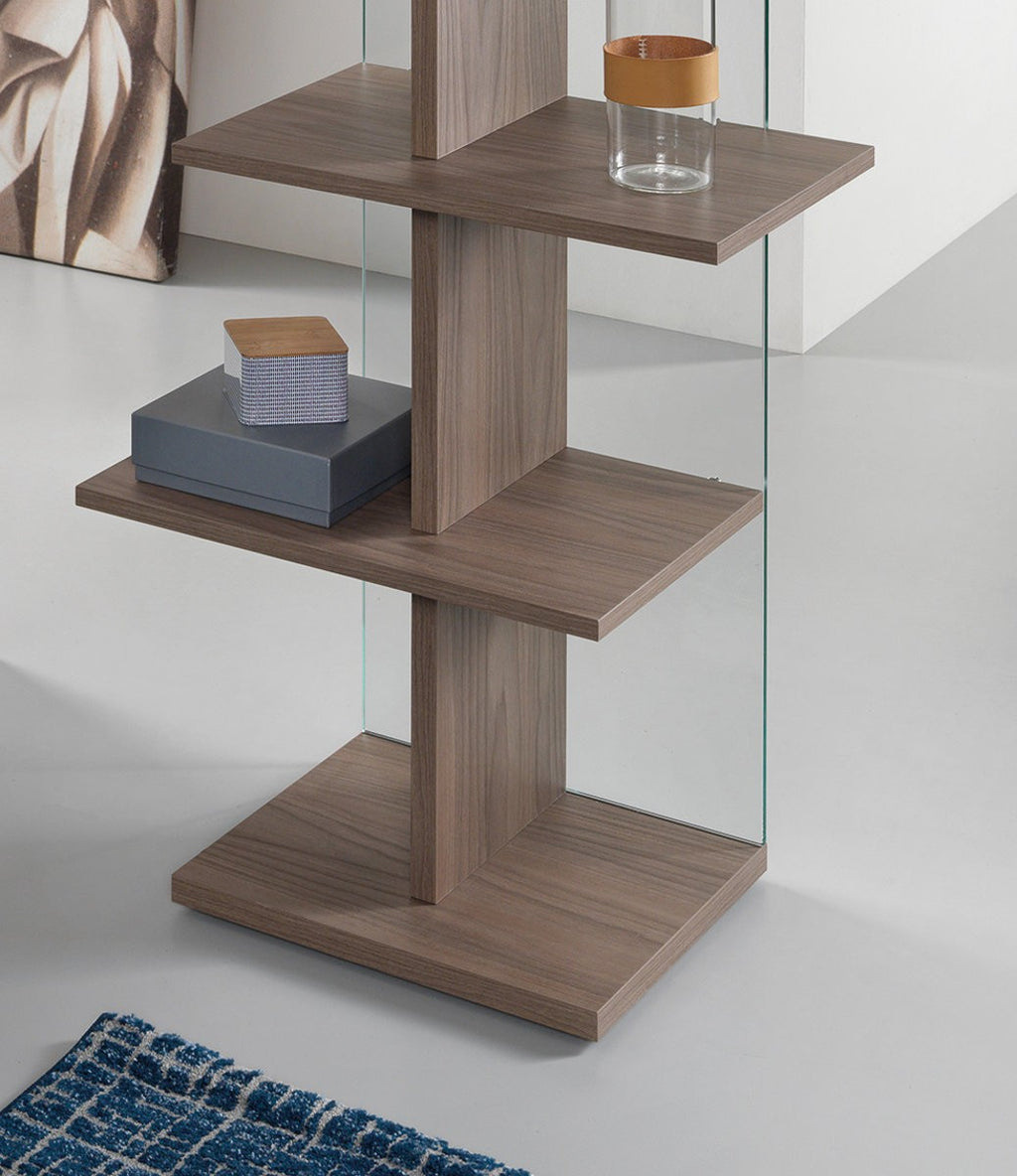 Libreria verticale in legno e vetro Laddy