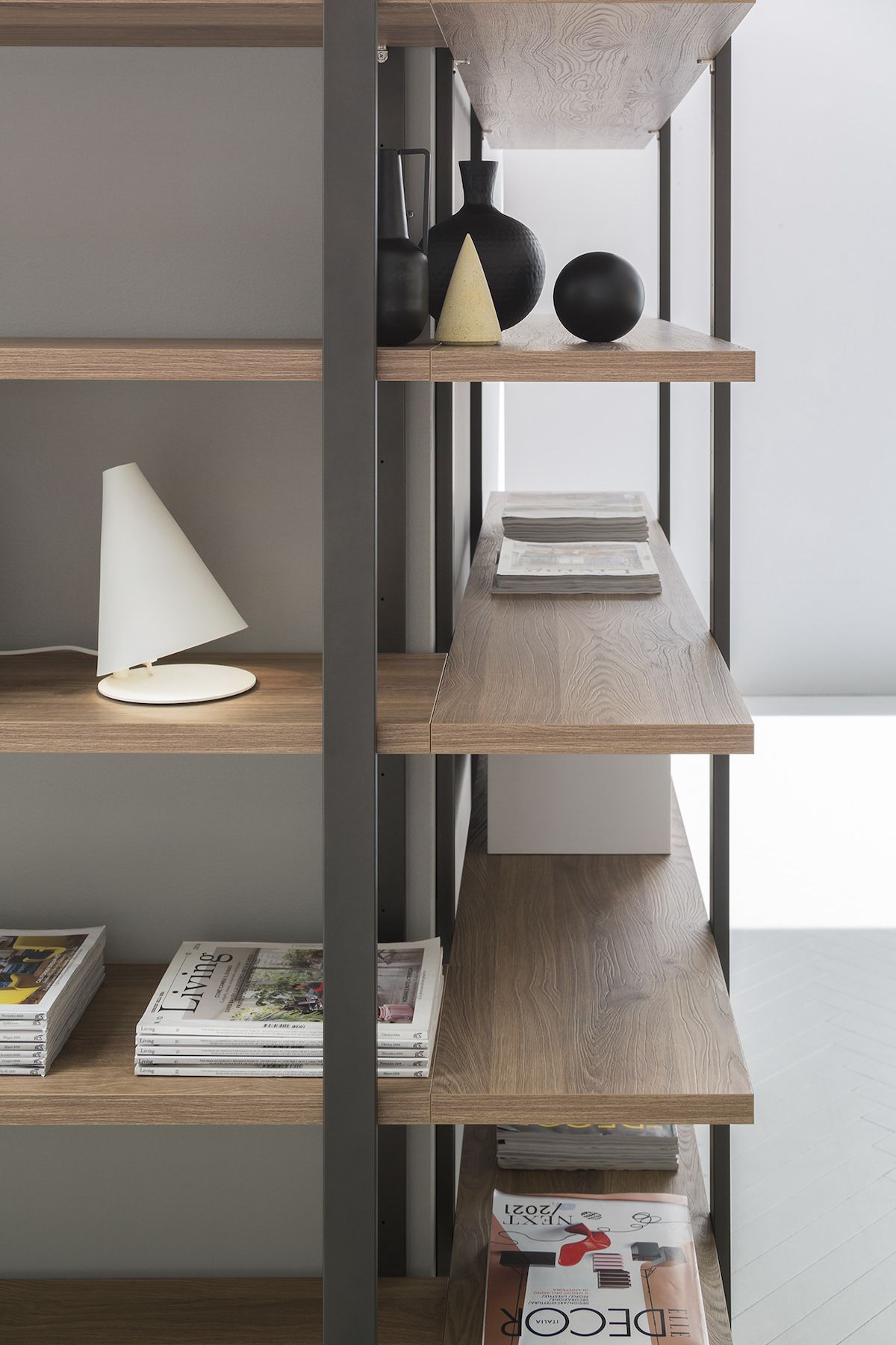 Libreria Angolare Moderna Lilac Cricket | Made in Italy - Dettaglio laterale