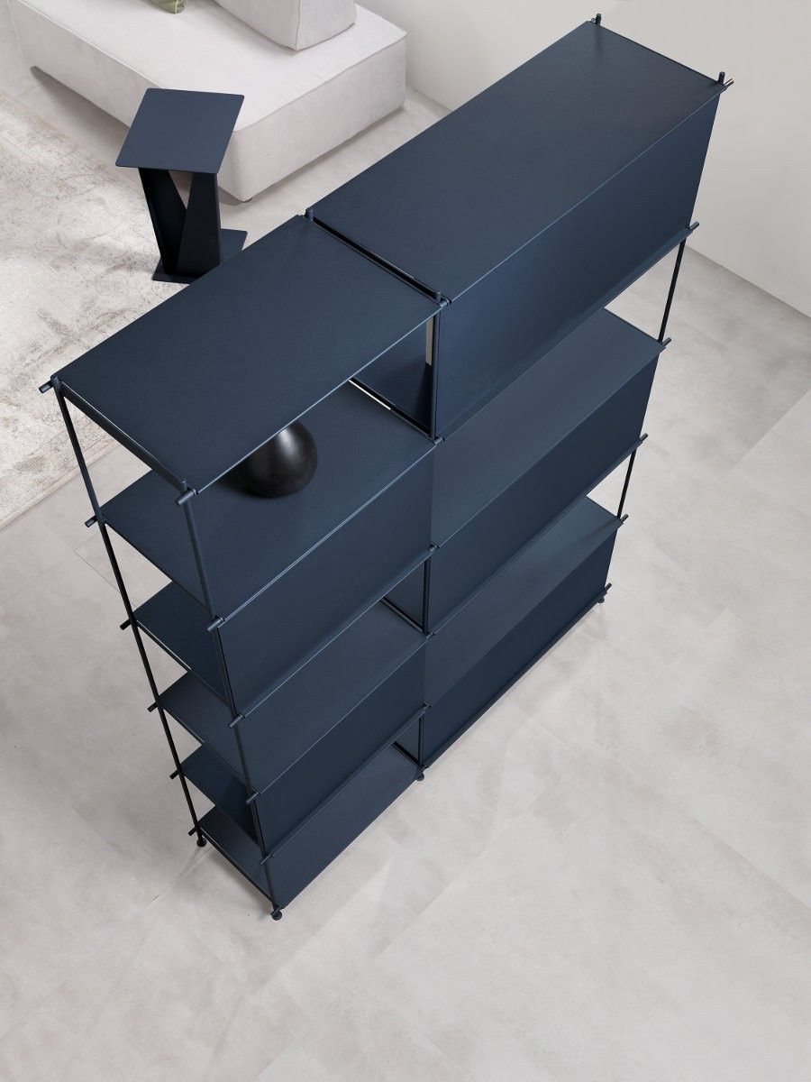 Libreria Bifacciale Divisoria Miyoko Moderna – H200 cm | Blu sabbiato