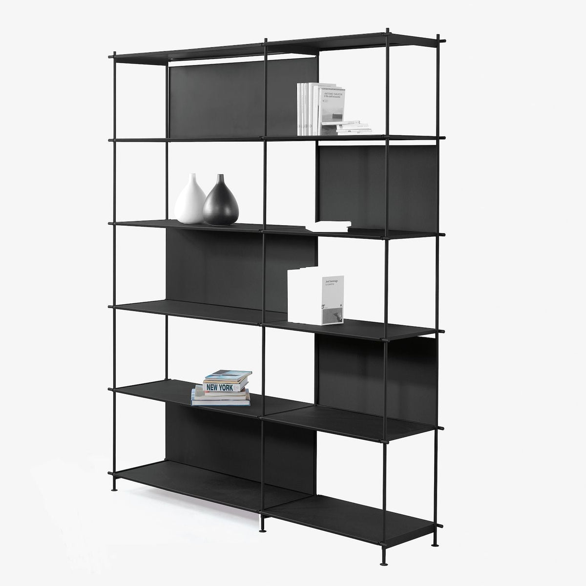 Libreria Bifacciale Divisoria Miyoko Moderna – H200 cm | Nero sabbiato