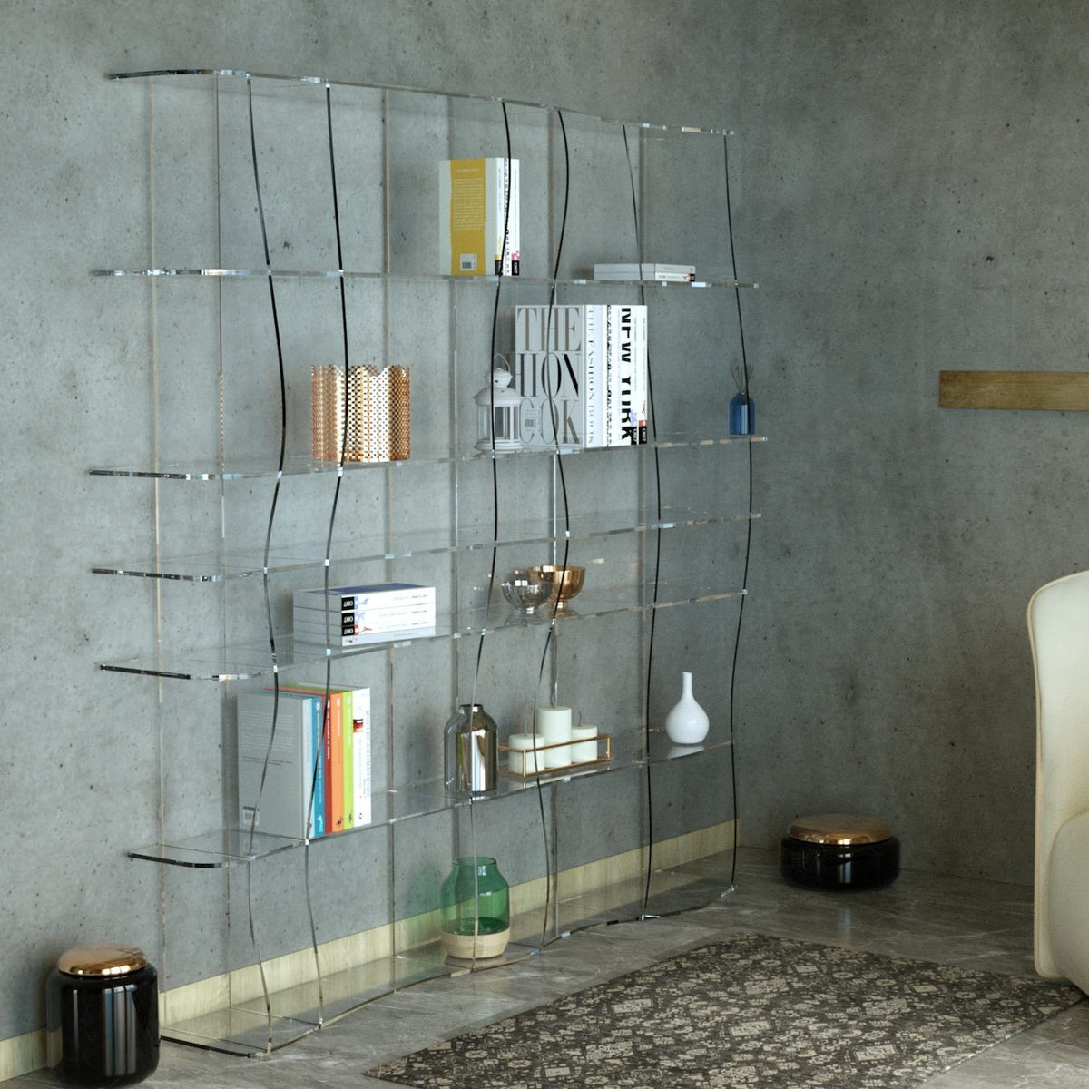 Libreria in Plexiglass Trasparente Ocean | Design Moderno