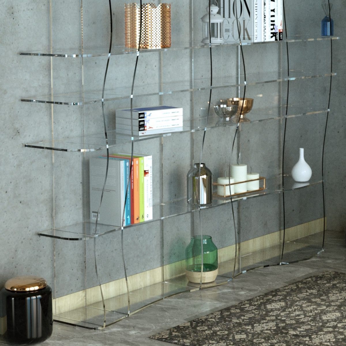 Libreria in Plexiglass Trasparente Ocean | Dettaglio