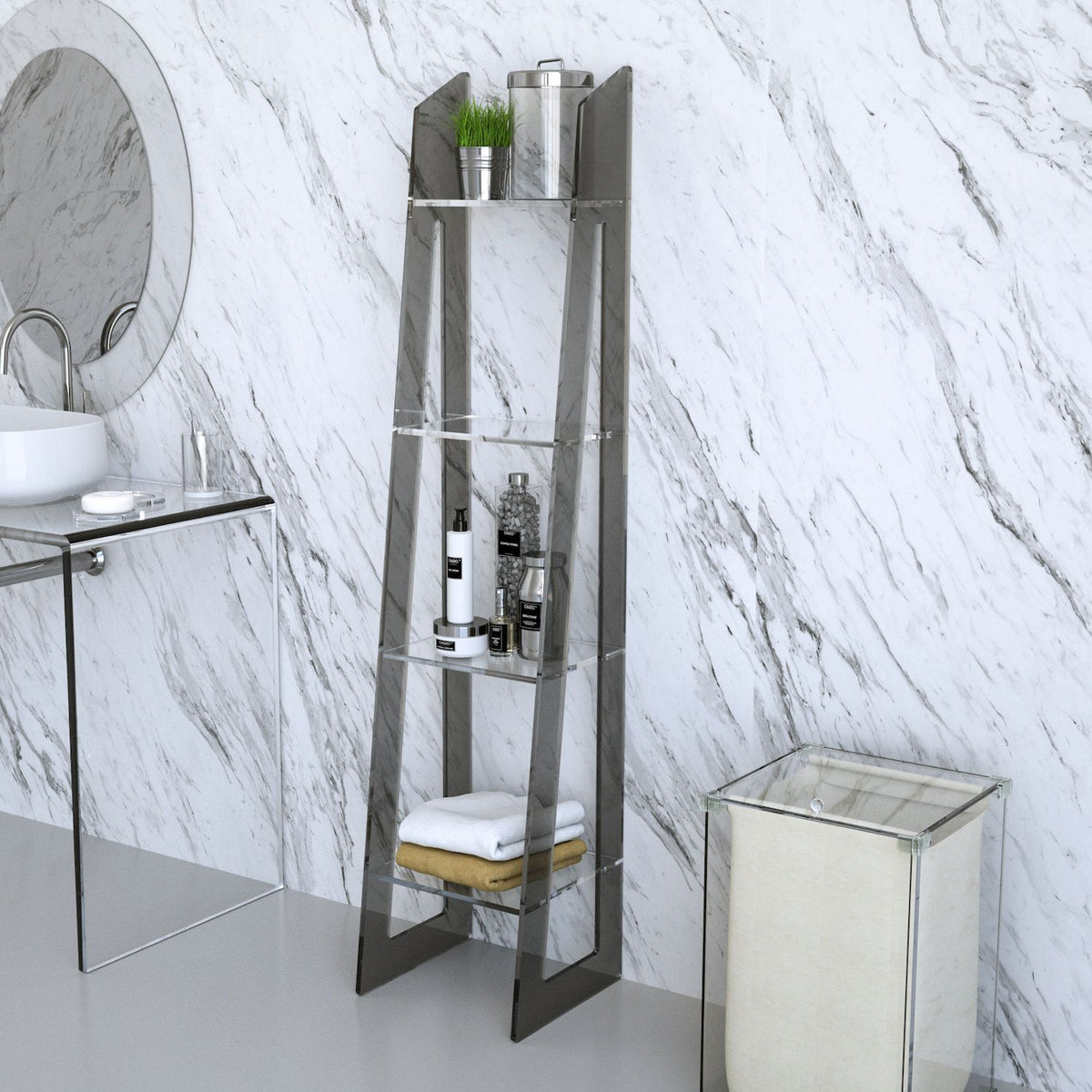 Scaffale Kadou in Plexiglass | 4 Ripiani Salvaspazio | Bagno