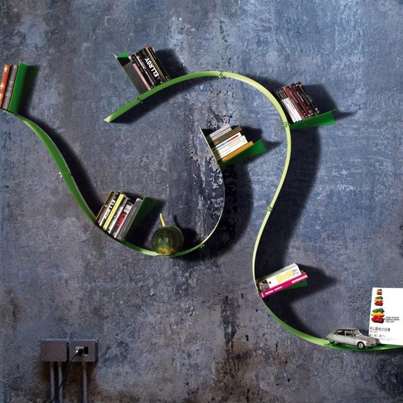 Libreria flessibile WallboardingB Motusmentis in acciaio verniciato