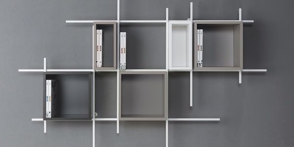 Libreria stretta con 6 ripiani in legno da ufficio e cameretta